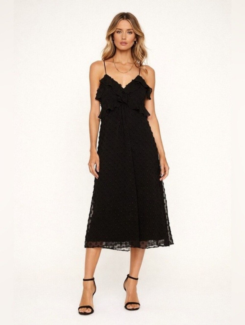 Zimmerman Black Ruffle Dot Chiffon Dress
